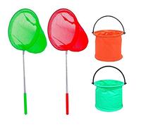 4 Pcs red pesca niños cubos telescópicos de red de mariposa extensible y plegable, ideal para atrapar insectos insectos y pesca (14 - 33 Pulgadas)