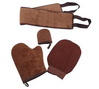 4 Pcs Self Tanning Mitt Set, Reversible Mini Gloves with Exfoliating Soft Flocking, Easy to Apply for Even Sun Kissed Skin, Includes Mini and Large Gloves, Strap and Bag