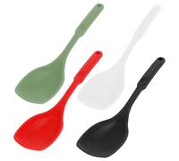 4 PCS Silicona Cuchería Conjunto de cuchara con tazón profundo y marca de medición cuchara sin palanca de calefacción resistente al calor resistente a la cuchara para mezclar la revocación de recogida