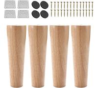4 Pcs Solid Beech Wood Furniture Legs, Natural Wood Sofa Feet, 8/10/12/15/25cm Table Legs, Round Interchangeable Feet, for beds, Tables and Chairs, Dressers, with Screws,straight-12cm/4.7in