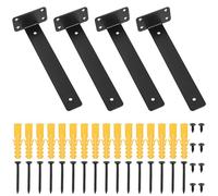4 Pcs Soporte Estanteria Pared, 255 mm Soporte Baldas Pared, Escuadras Estanterias, Soportes para Estantes de Pared Invisibles, Soportes para Estanterías Flotante, Soporte de Estantería en L Negras