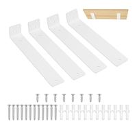 4 Pcs Soporte Estanteria Pared Blanco, 250mm Soporte Baldas Pared Metalica, Soportes para Estanterías,Soportes Flotantes para Estantes, Escuadras para Estanterias, Soporte para Baldas de Madera