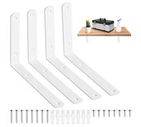 4 Pcs Soporte Estanteria Pared Blancos, 200mm Soporte Baldas Pared Metalica, Soportes para Estanterías, Soportes en L para Estantes, Escuadras para Estanterias, Soporte para Baldas de Madera