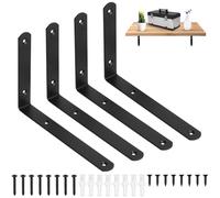 4 Pcs Soporte Estanteria Pared Blancos, 200mm Soporte Baldas Pared Metalica, Soportes para Estanterías, Soportes en L para Estantes, Escuadras para Estanterias, Soporte para Baldas de Madera