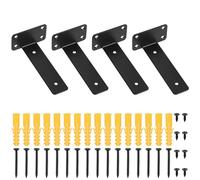 4 Pcs Soporte Estanteria Pared, Escuadras Estanterias, Soportes para Estantes de Pared Invisibles, Soportes para Estanterías Flotante, Soporte de Estantería en L Negras (Negro 150MM)