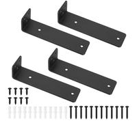 4 Pcs Soporte Estanteria Pared, Estante Soportes Estanterias Pared Negros, Escuadras para Estanterias, Soportes Flotantes en L, Escuadras Metalicas para Estantes (5.9pulgadas/150 mm)
