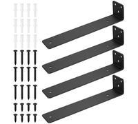 4 Pcs Soporte Estanteria Pared, Estante Soportes Estanterias Pared Negros, Escuadras para Estanterias, Soportes Flotantes en L, Escuadras Metalicas para Estantes (7.87 pulgadas/200 mm)
