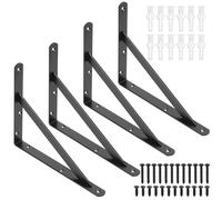 4 Pcs Soporte Estanteria Pared Negros, Estante Soportes Estanterias Pared, Escuadras para Estanterias Triangulares, Escuadras Metalicas para Estantes, Negro/255x200x25 mm (255x200x25x3mm/negro)