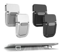 4 Pcs Soporte Portátil Invisible - Soporte Plegable para Ordenador Portátil con Base Antideslizante, Diseño Ultradelgado para Teclado y Mejor Refrigeración (Negro y Plata)