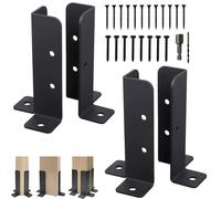 4 Pcs Soportes Postes Cubierta Valla Madera, Anclaje Base Pérgola Resistentes, Estabilizador Tierra Metal Negro, Kit Reparación Postal Duradera para 1,5x1,5, 2x2, 2x4, 4x4in Porche Barandilla Columnas