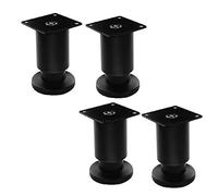 4 Pcs Stainless Steel Furniture Legs,Metal Cabinet Legs,Adjustable Table Legs,Round Sofa Legs,Kitchen Feet,Support Legs,Couch Legs,with Screws, black80mm/3.1in
