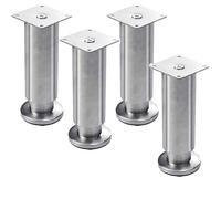 4 Pcs Stainless Steel Furniture Legs,Metal Cabinet Legs,Adjustable Table Legs,Round Sofa Legs,Kitchen Feet,Support Legs,Couch Legs,with Screws, silver60mm/2.4in