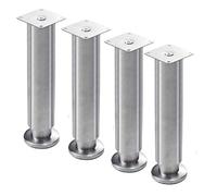 4 Pcs Stainless Steel Furniture Legs,Metal Cabinet Legs,Adjustable Table Legs,Round Sofa Legs,Kitchen Feet,Support Legs,Couch Legs,with Screws, silver400mm/15.7in