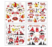 4 Pcs Tatuajes Temporales de Colonia Tatuajes de Colonia Pegatinas Tatuajes de Cara de Colonia Tatuajes de Halloween Tatuajes de Cara para Disfraz de Halloween Rojo