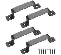 4 Pcs Tiradores Puertas Negras, Manijas de Puerta Vintage, 165mm Manija Puerta Corrediza, Tirador Puerta Exterior Interior, Tirador Puerta Corredera para Puertas de Garajes Granero Muebles Cocinas