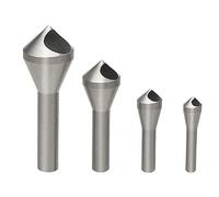 4 Pcs Titanium Coated Countersink Chamfer Tool, Stainless Steel Deburring External Chamfer Tool Drill Bit, for Wood/PVC Board/Aluminuminsulation Board (Silver)
