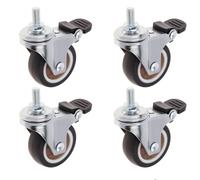 4 Pcs TPR Rubber Small Ball Bearings Wheel Casters Set For Furniture(1.5" M8X15(with 4 Brakes))