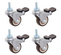 4 Pcs TPR Rubber Small Ball Bearings Wheel Casters Set For Furniture(1" M6X15(with 4 Brakes))