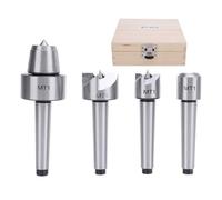 4 Pcs Wood Lathe Live Center Set, MT1 Spur Drive Cup Live Center for Woodworking and Metalworking, High Accuracy 0.005 mm Steel Turning Centers with Wooden Storage Box