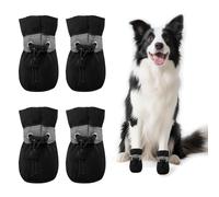4 PCS Zapatos de Verano para Perros, Protector de Patas para Perros Verano, Zapatos Antideslizantes para Perro, Equipado con Cinta Reflectante, Adecuado para Uso En Interiores Y Exteriores/Negro 6