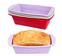 4 PcsMoule a Cake Silicone, Moule à Pain de Mie Rectangulaire en Silicone, Moules Silicones, Moules à Pain en Silicones, moule rectangulaire patisserie pour cuisson cake pains(19 x 9,5 x 5,5 cm)