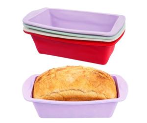 4 PcsMoule a Cake Silicone, Moule à Pain de Mie Rectangulaire en Silicone, Moules Silicones, Moules à Pain en Silicones, moule rectangulaire patisserie pour cuisson cake pains(19 x 9,5 x 5,5 cm)