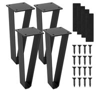 4 PcsPatas para Mesas, 20cm Patas Mueble de Horquilla, DIY Patas Metalicas para Mesas, para Silla Escritorio Mesa de Café mesita de noche, Negro, con almohadillas protectoras y tornillos (negro 20cm)