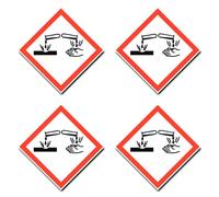 4 pegatinas de 15 cm, con símbolo de peligro de la ONU/GHS