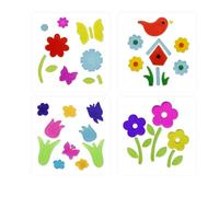 4 Pegatinas de Gel para Ventana - Diseños Coloridos de Primavera y Verano, Decoración Floral de Gelatina para Vidrio - Ideal para Niños