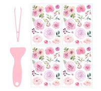 4 Pegatinas De Pared De Flores, Con 1 Pieza De Pinzas Y 1 Pieza De Raspador, Pegatinas Elees De Pared, Pegatinas Decorativas Impermeables, Decoraciones Residenciales.