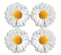 4 pegatinas de vinilo de margaritas de 10 cm, decoración de margaritas, decoración del hogar, diseño de pareja, cubo de ruedas, regalo para niños, niñas, mujeres, pegatina #78964
