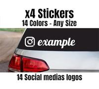 4 pegatinas personalizadas de perfil de Instagram Tiktok Facebook WhatsApp Twitter YouTube Snapchat para coche, casco, moto, bicicleta