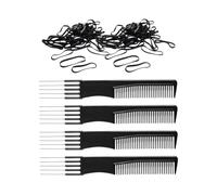 4 Peines De Mujer, 1 Paquete De Gomas, Peine Rizador, Peine Para Peinar, Peine De Cola De Metal, Peine De Peluquería, Peine De Fibra