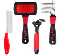 4 Peines de Rastrillo de Mascotas Peine de Depilación de Perro Cepillo de Limpieza de Mascotas Peine de Acero de Perros Herramienta de Aseo de Mascotas para Eliminación de Nudos de Pelo