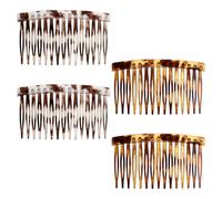 4 peines laterales para el pelo francés, pequeños clips laterales franceses, accesorios de peinado para mujer, moño fuerte, accesorios decorativos de estilo (leopardo caparazón de tortuga)