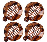 4 peines redondos franceses pequeños de plátano vintage peines laterales para el pelo pasador, peine cola de caballo accesorios (café profundo)