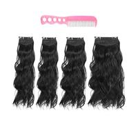 4 Pelucas Negras Y 1 Peluca Peine De Acero, Simulación De Cabello Largo Rizado, Herramientas De Peinado, Cabello Sintético Largo Para Mujer