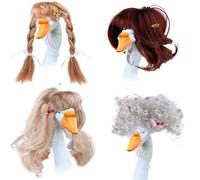 4 pelucas para mascotas con temática de gansos, tocado de poliéster suave, accesorios cómodos de disfraz de animal para fiestas de vacaciones, accesorios divertidos para disfraz de mascotas