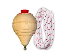 4 Peonzas de Madera Premium Con Cuerda - Juego Clásico Para Niños y Niñas - Trompos Con Punta Redonda