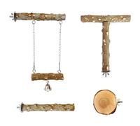 4 perchas de madera natural para pájaros y loros masticables, ramas de jaula para conures periquitos, tortolitos