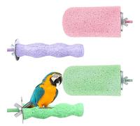 4 perchas para pájaros, para loros, piedra de afilar, pico de pájaro, loros, percha para cacatoo, Lorikeet, cacatúas, 3 colores (morado, rosa, verde)