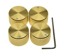 4 perillas de potenciómetro de aluminio de 25 x 15,5 mm de 6,35 mm universales de metal con indicador y tornillo de juego para guitarra/bajo/pedal de effecto