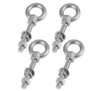 4 pernos de ojo de anillo de acero inoxidable de 0.5 a 13 pulgadas con tuercas, 3 pulgadas de largo