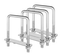4 pernos en U M8, 70 x 110 mm, perno cuadrado de acero inoxidable 304 con tuercas y placas de marco, soportes para hardware industrial, tubo, cable, tubo, barco, cubierta, remolque, auto