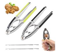 4 Pezzi Cascanueces Set, 15cm Partidor Almendras, Cascanueces de Aleación Zinc, Romper Nueces Multifuncional con 2 Agujas Nogal y Asas Antideslizantes para Frutos Secos, Almendras Avellana, Mariscos