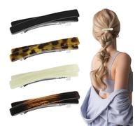 4 pezzi fermagli per capelli alla francese per donne Goody Barrettes piccolo guscio di tartaruga curvo lucido sottile fine piatto accessori pinza de pelo de concha de tortuga pequeña,2,56 pollici