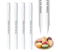 4 Pezzi Rotuladores Comestibles Repostería, Rotuladores de Pigmento Comestible Blanco de Doble Punta, Colores Alimentarios para Hornear Plumas, Para Galletas, Fondant, Postres y Huevos de Pascua