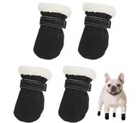 4 Pezzi Scarpe per Cani in Morbido Cotone, Calzini Antiscivolo per Zampe con Soletta Termica - Ideali per Inverno e Interni per Cani di Piccola Taglia (Nero, Taglia S)
