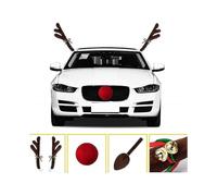 4 Picese Christmas Car Deer Reindeer Antlers Vehicle with Red Nose Antlers Tail Jingle Bells Car Costume Kit for Xmas Decoration Festival Gift Present