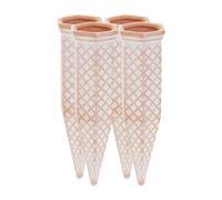 Relaxdays Pack 4 Picos Riego Cuadriculados, Maceta, Regador para Botellas 1,5 L, Arcilla, 18x5,5x5cm, Terracota, Madera